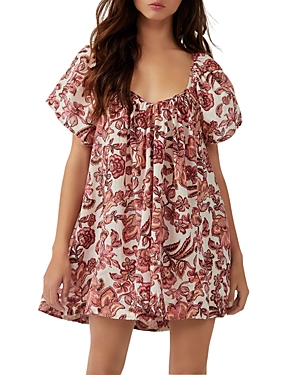 FREE PEOPLE KAUAI GETAWAY PRINTED COTTON MINI DRESS