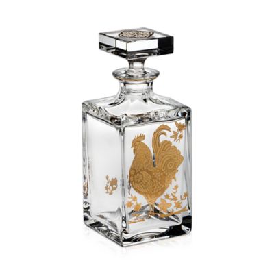 Golden Whisky Decanter with Gold Rooster