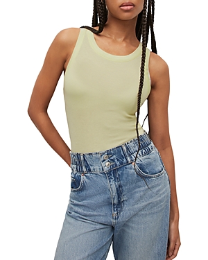 Allsaints Rina Rib-knit Tank In Chartreuse Green