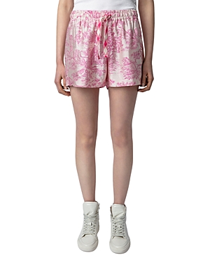 Zadig & Voltaire Paxi Jac Toile De Jouy Shorts In Pink Toile In Toile