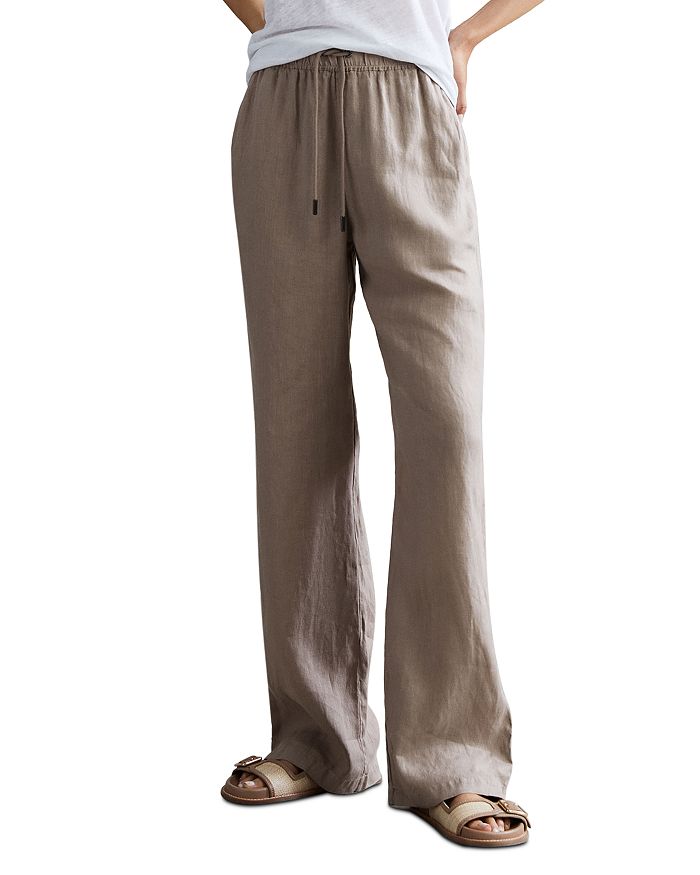 REISS Cleo Garment Dyed Linen Pants | Bloomingdale's