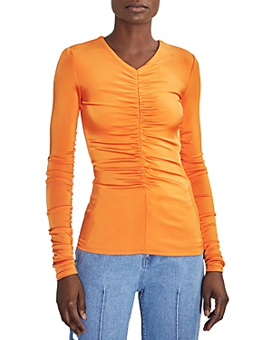 Et Ochs Leilani Ruched Top In Caution Oranage