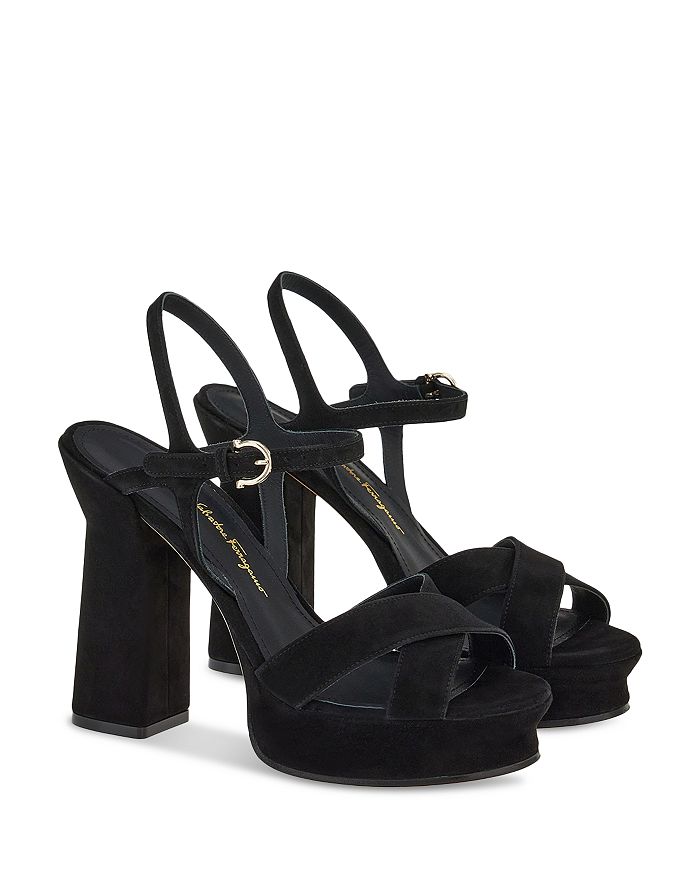 Ferragamo Women's Sonya Suede Ankle Strap Platform Sandals | Bloomingdale's