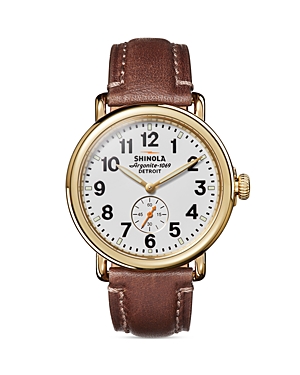 Shinola Men's Runwell 41mm Subsecond Leather Strap Watch In White/brown