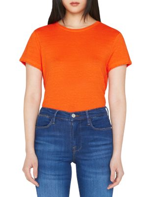 Frame Easy True Organic-linen T-shirt In Red Orange