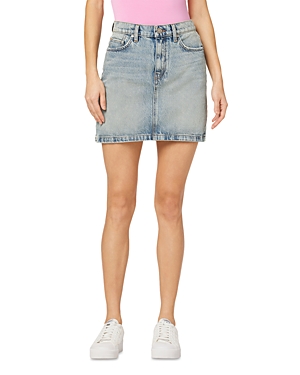 Hudson Curved Hem Denim Miniskirt In Sterling