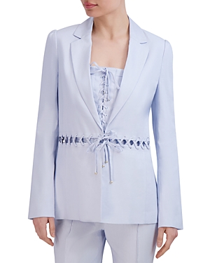 Bcbgmaxazria Linen Blend Blazer In Heather Blue