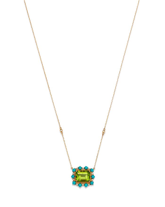 Bloomingdale's - Peridot, Turquoise & Diamond Pendant Necklace in 14K Yellow Gold, 18" - 100% Exclusive