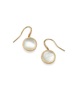 18K Yellow Gold Jaipur Color Mother of Pearl & Diamond Drop Earrings