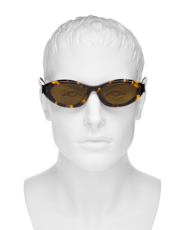 Shop Prada Symbole Oval Sunglasses, 56mm In Dark Brown/brown Solid