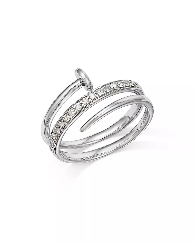 Bloomingdale's Fine Collection Diamond Nail Coil Ring in 14K White Gold, 0.20 tcw