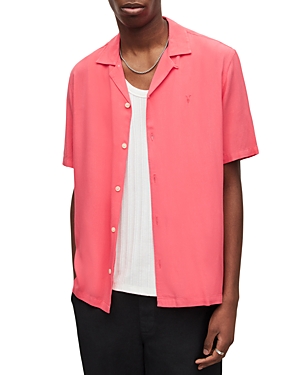 Allsaints Venice Relaxed Fit Short Sleeve Button-up Camp Shirt In Hisbiscus