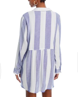 Rugby Beach Stripe Boyfriend Shirt Swim Coverup