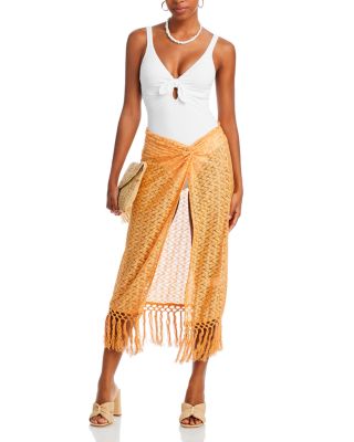 Ava Plunge Neck Tie-Front One Piece Swimsuit