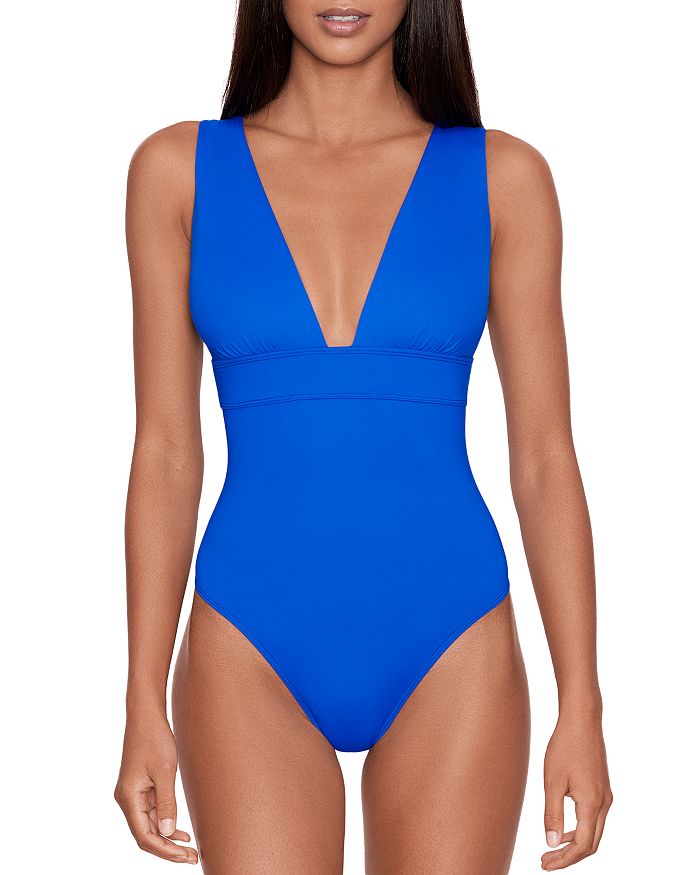 Ralph Lauren Modern V Neck One Piece Swimsuit Bloomingdale's