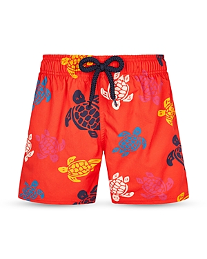 Shop Vilebrequin Turtle Print Swim Trunks - Little Kid, Big Kid In Poppy