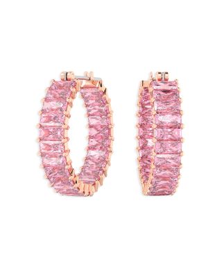 Matrix Baguette Crystal Hoop Earrings
