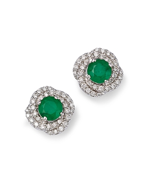 Bloomingdale's Emerald & Diamond Spiral Stud Earrings In 14k White Gold - Exclusive In Green/white