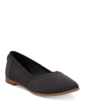 Shop Toms Women's Juttin Neat Slip On Almond Toe Flats In Black