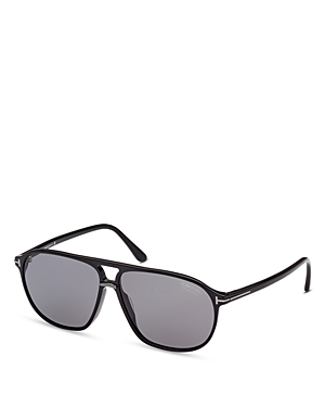 Shop Tom Ford Bruce Polarized Navigator Sunglasses, 61mm In Black/gray Polarized Solid