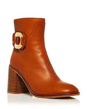 See By Chloé See By Chloe Women's Logo Hardware High Heel Boots In Tan