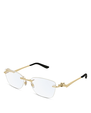 Cartier Panthere Classic Rimless Rectangular Optical Glasses, 57mm In Gold