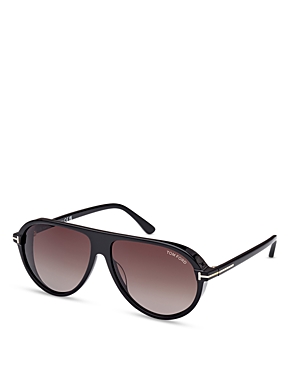 Shop Tom Ford Marcus Pilot Sunglasses, 60mm In Black/brown Gradient