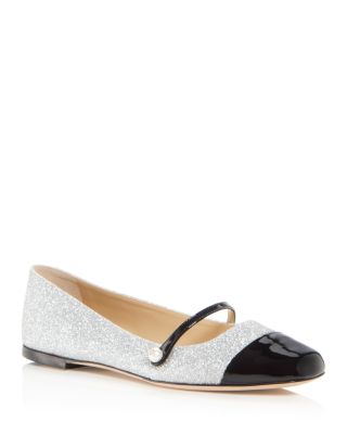 Jimmy Choo - Women's Elisa Glitter Cap Toe Ballet Flats