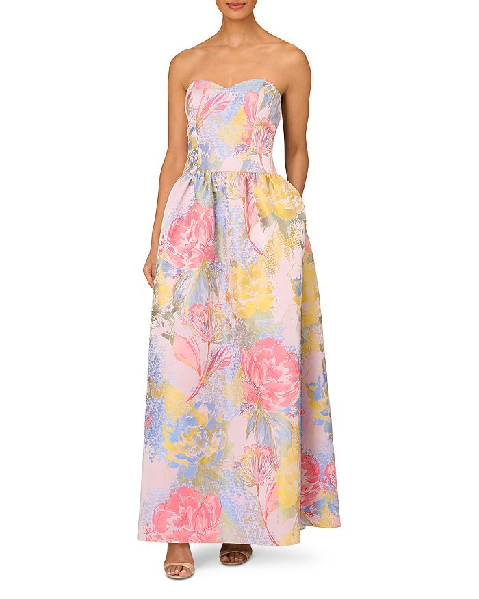 Aidan Mattox Strapless Floral Print Ball Gown | Bloomingdale's