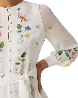 HOBBS LONDON Maribella Long Sleeve Silk Dress | Bloomingdale's