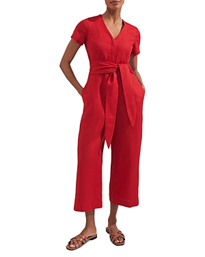 Hobbs London Aliya Linen Jumpsuit In Sangria Red