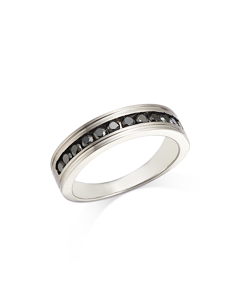 Bloomingdale's Men's Black Diamond Band In 14k White Gold, 0.60 Ct. T. W. - Exclusive In Black/white