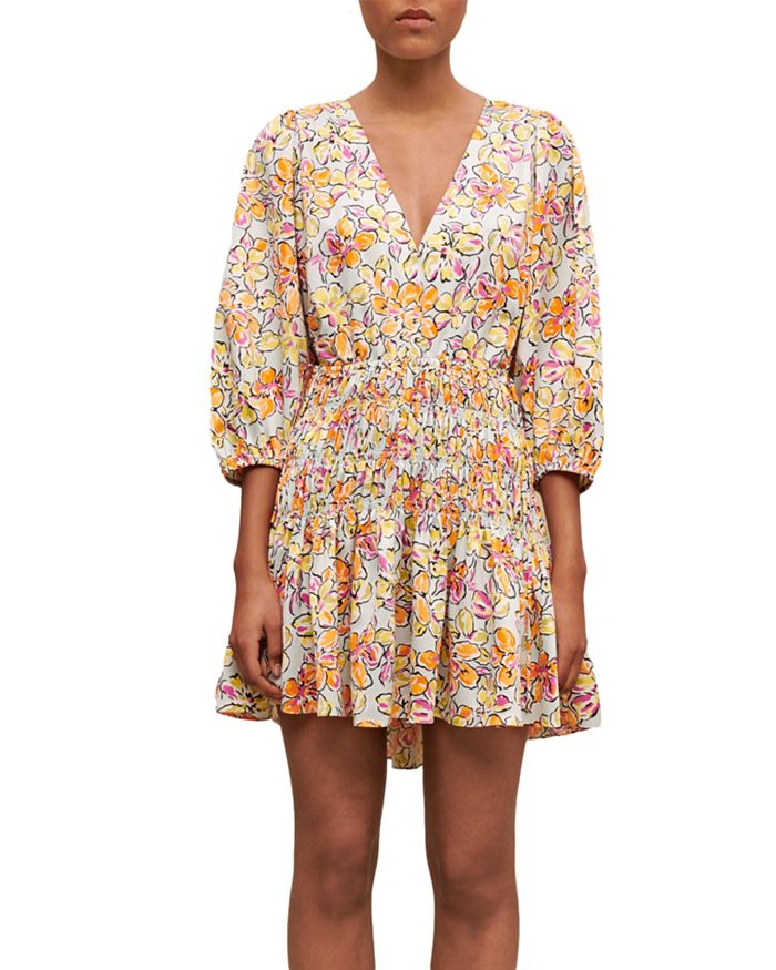 Maje Rawai Flared Open Back Floral Dress Bloomingdale's