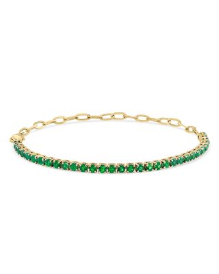 Emerald Chain Link Bracelet in 14K Yellow Gold 