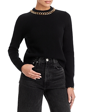 C By Bloomingdale's Cashmere Chain Embellished Crewneck Cashmere Jumper - 100% Exclusive In Black