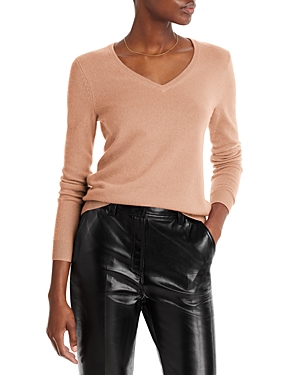 C By Bloomingdale's Cashmere C By Bloomingdale's V-neck Cashmere Sweater - 100% Exclusive In Camel