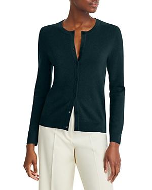 C By Bloomingdale's Crewneck Cashmere Cardigan - 100% Exclusive In Dark Green
