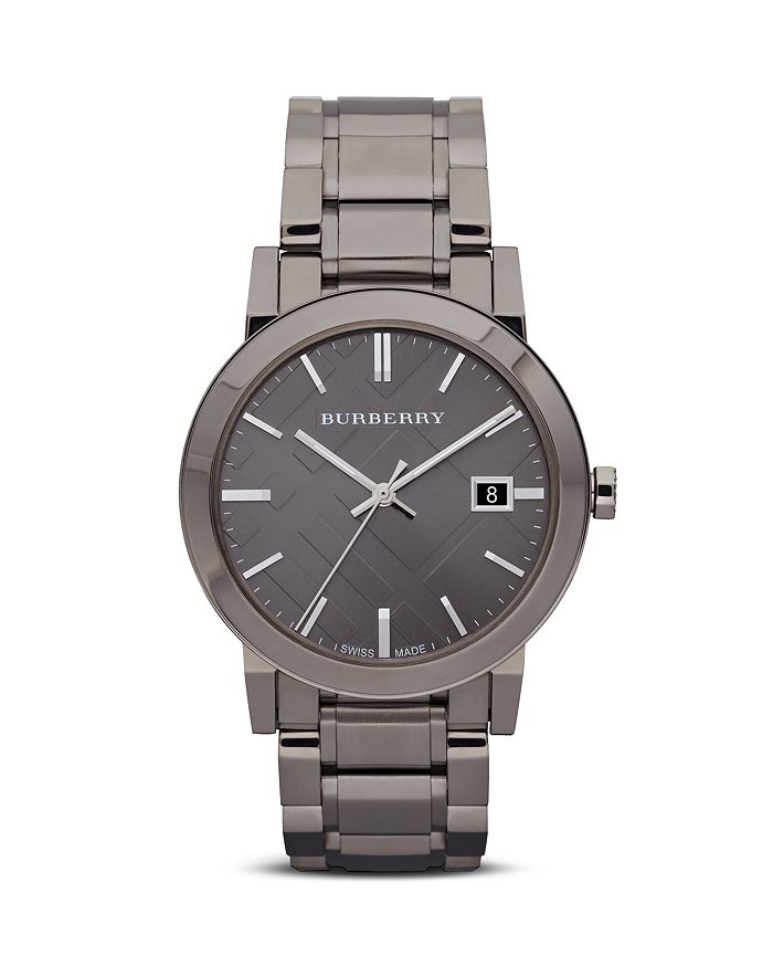 Burberry Stainless Steel Bracelet Watch with Check Etching 38mm Bloomingdale s