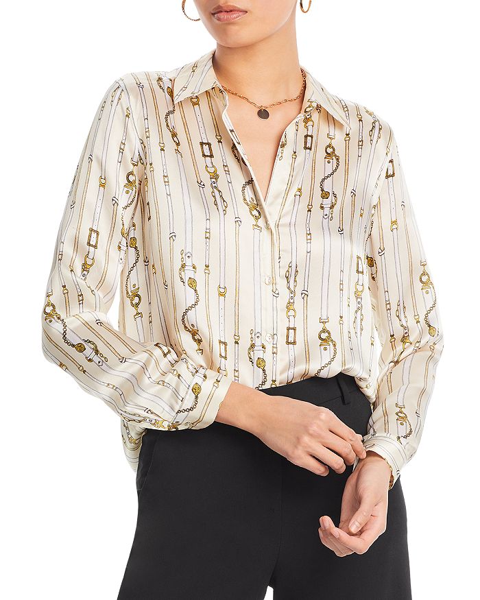 Tyler Silk Blouse Multi Collage - L'AGENCE