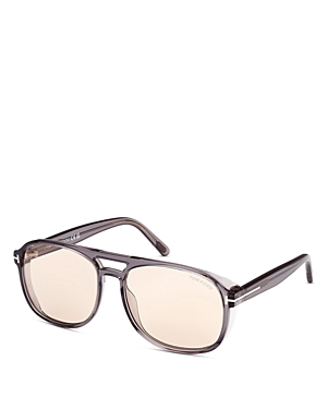 Shop Tom Ford Rosco Navigator Sunglasses, 58mm In Gray/pink Solid