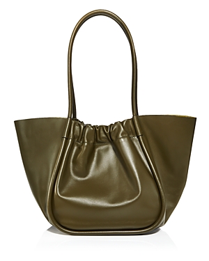 Proenza Schouler Large Ruched Tote In Olive/silver