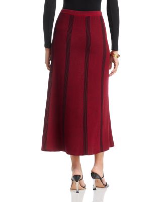 Striped Pull On Midi Skirt