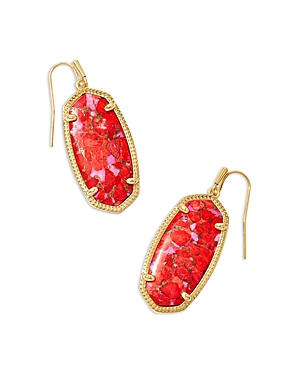 Kendra Scott Elle Earrings In Gold Bronze Veined Red And Fuchsia Magnesite