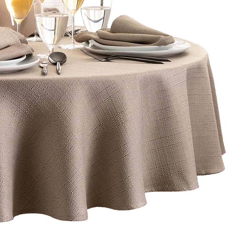 ELRENE HOME FASHIONS LAUREL SOLID TEXTURE WATER AND STAIN RESISTANT TABLECLOTH, 90 ROUND