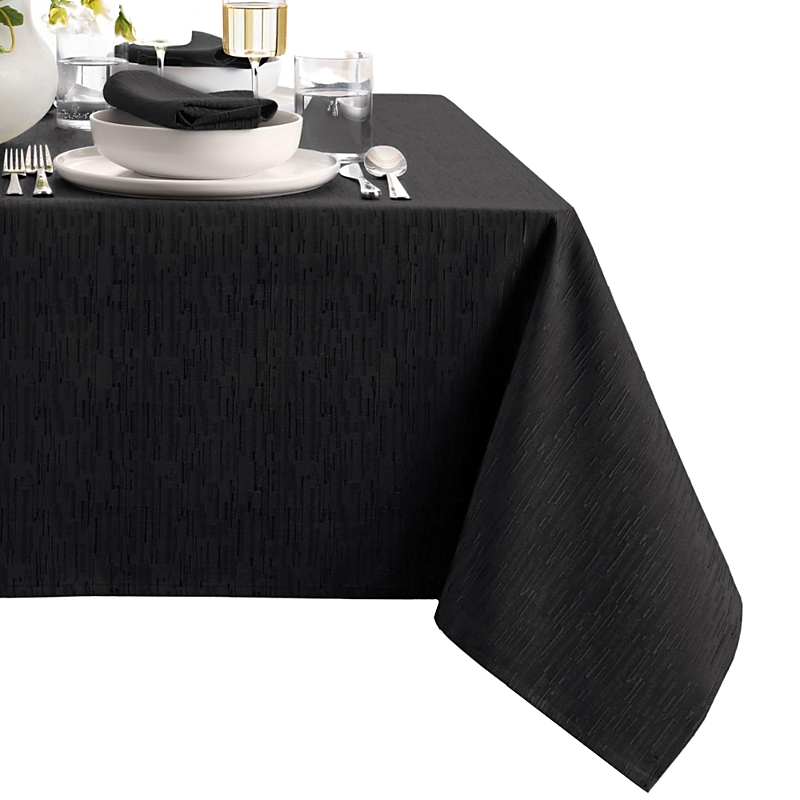 Elrene Home Fashions Continental Solid Texture Water And Stain Resistant Tablecloth, 60 X 120 In Black