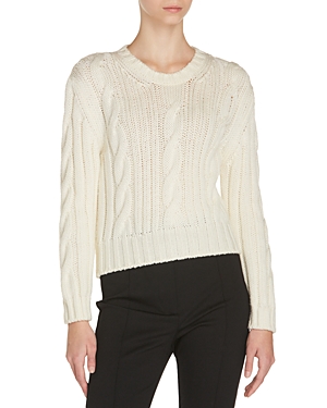 Shop Moncler Merino Wool Cable Knit Sweater In Natural