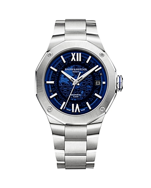 Baume & Mercier Men's Swiss Automatic Riviera Stainless Steel Bracelet Watch 42mm In Blue/silver