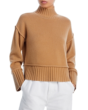 Aqua Cashmere Boxy Mock Neck Cashmere Sweater - 100% Exclusive In Camel