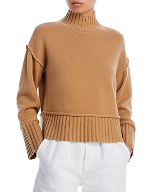 AQUA CASHMERE BOXY MOCK NECK CASHMERE SWEATER - 100% EXCLUSIVE