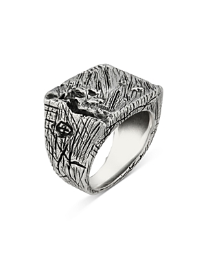 Milanesi And Co Tree Bark Signet Ring In Silver